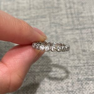 Silver plated infinity bezel cubic zirconia ring